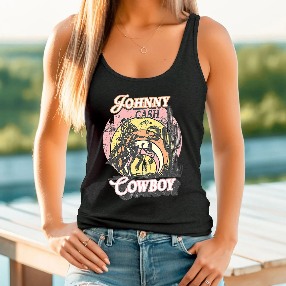 Johnny Cash Cowboy Country Music Tank Top
