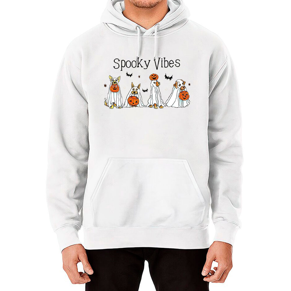 Spooky Vibes Ghost Dog Halloween Hoodie
