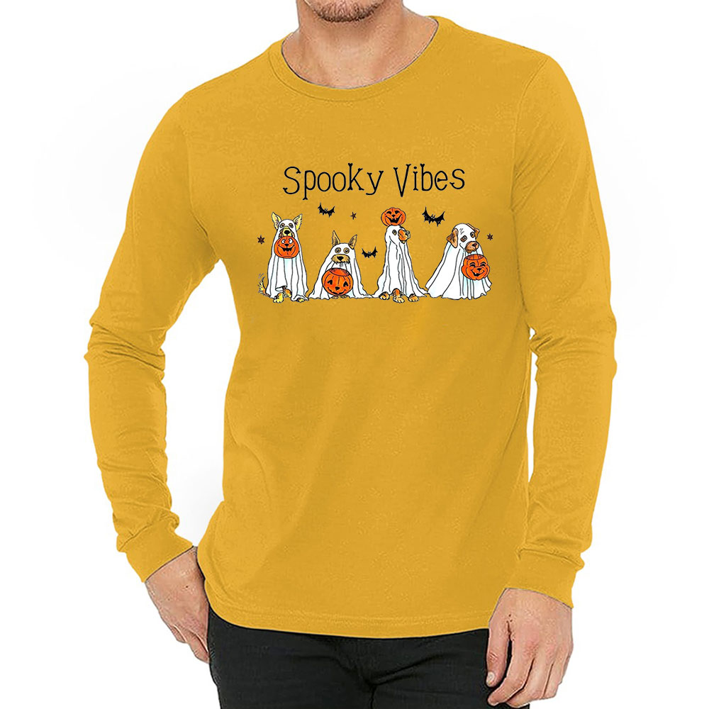 Spooky Vibes Ghost Dog Halloween Long Sleeve