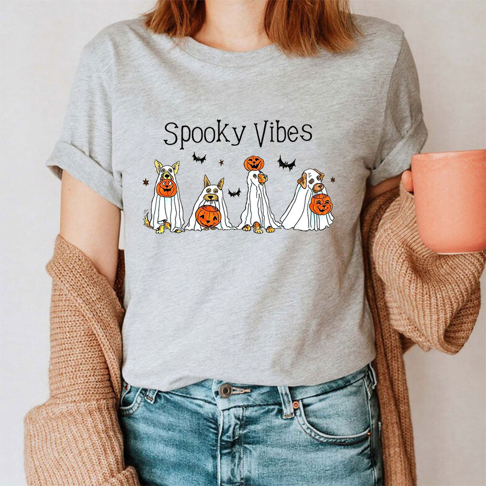 Spooky Vibes Ghost Dog Halloween Shirt