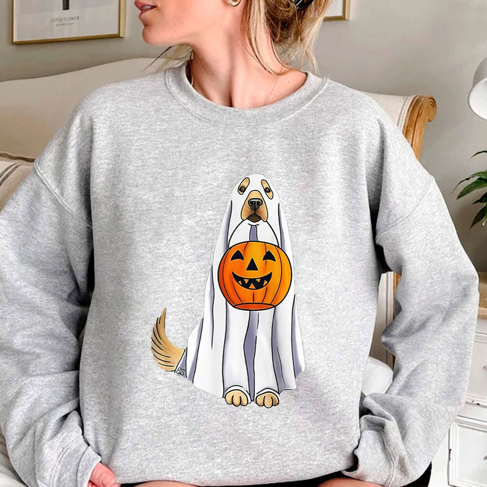Funny Halloween Golden Retriever Ghost Dog Sweatshirt