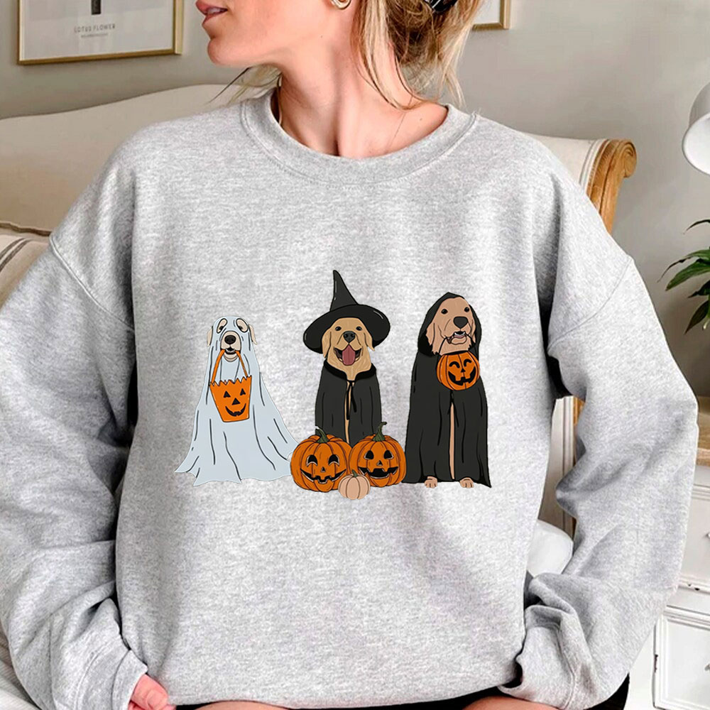 Halloween Dog With Pumpkin Sweatshirt For Boys Girls