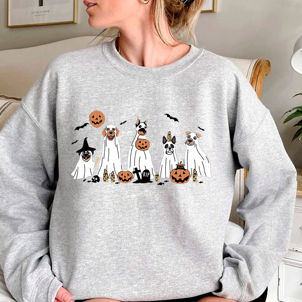 Happy Halloween Ghost Dog Matching Family Sweatshirt