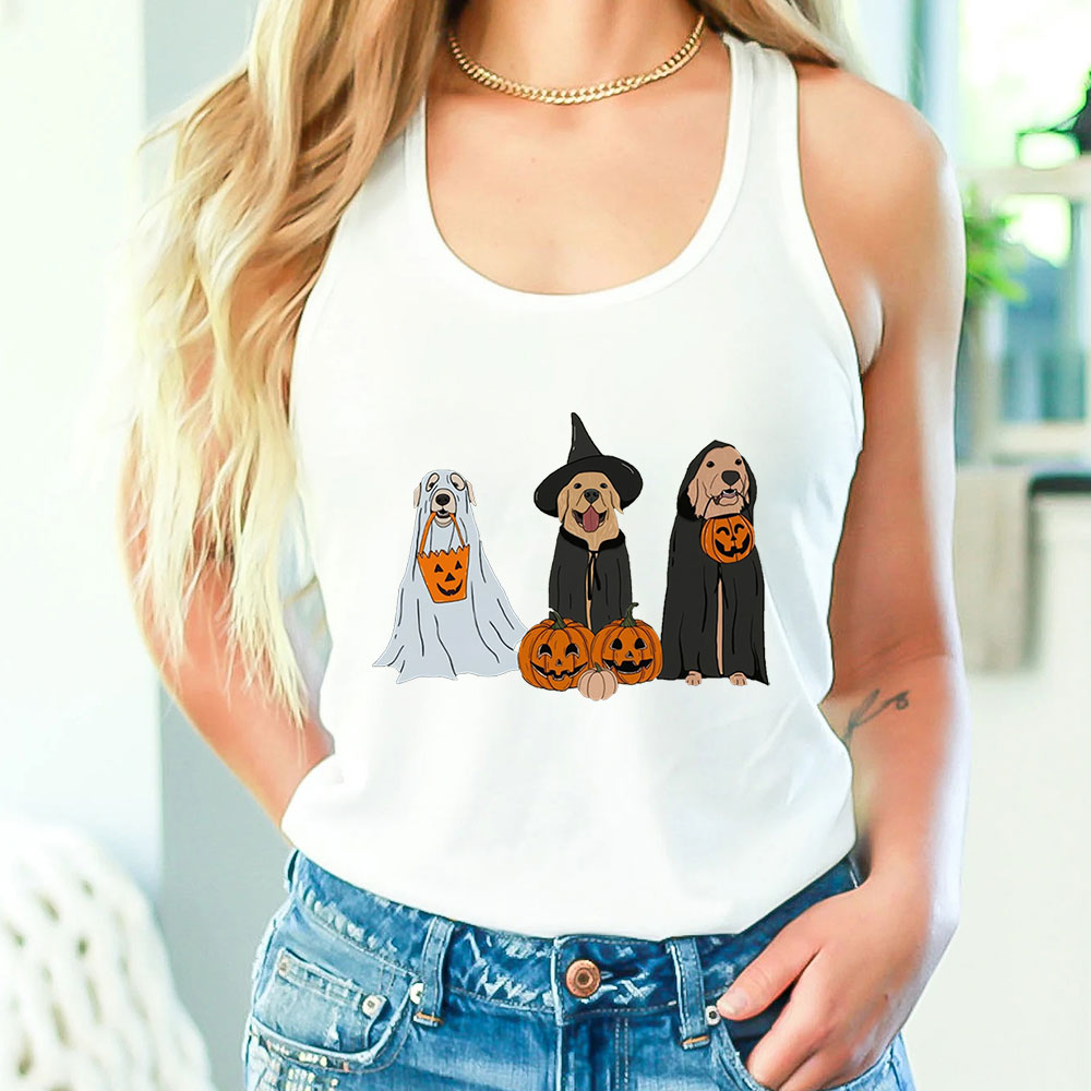 Halloween Dog With Pumpkin Tank Top For Boys Girls