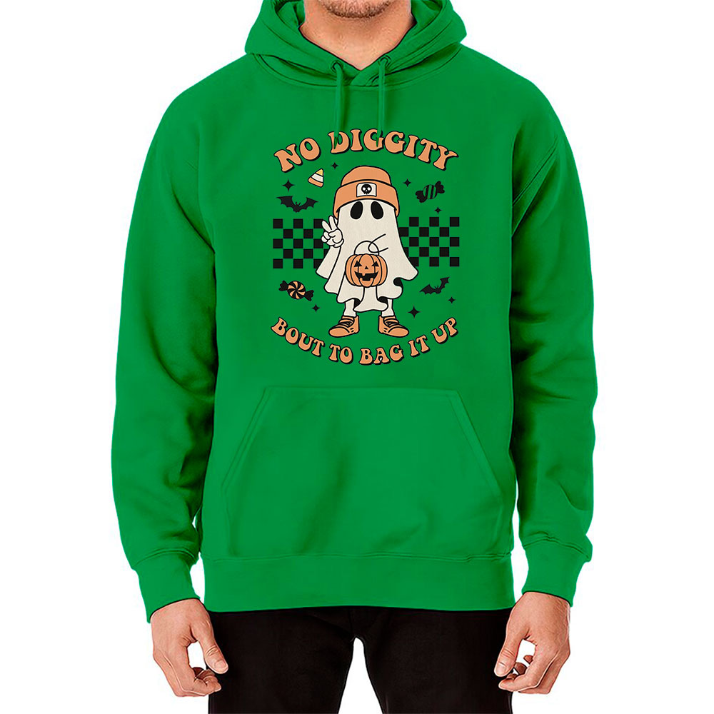 Funny Retro Halloween No Diggity Bout To Bag It Up Hoodie