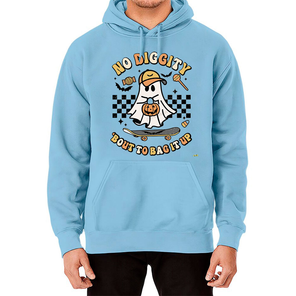 No Diggity Bout To Bag It Up Groovy Ghost Hoodie