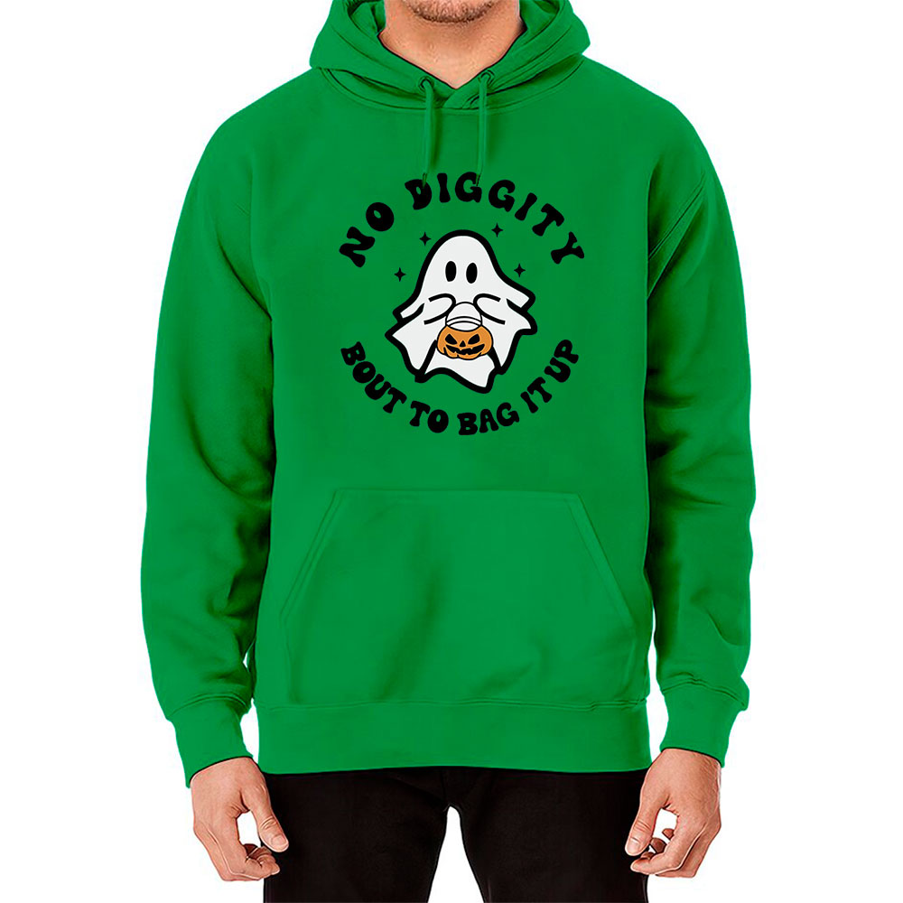 No Diggity Bout To Bag It Up Ghost Halloween Funny Hoodie