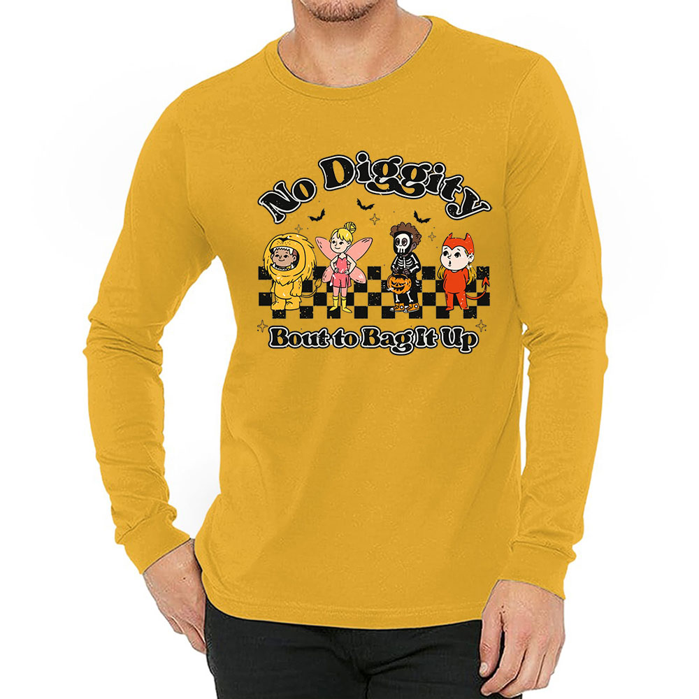 No Diggity Bout To Bag It Up Retro Halloween Long Sleeve
