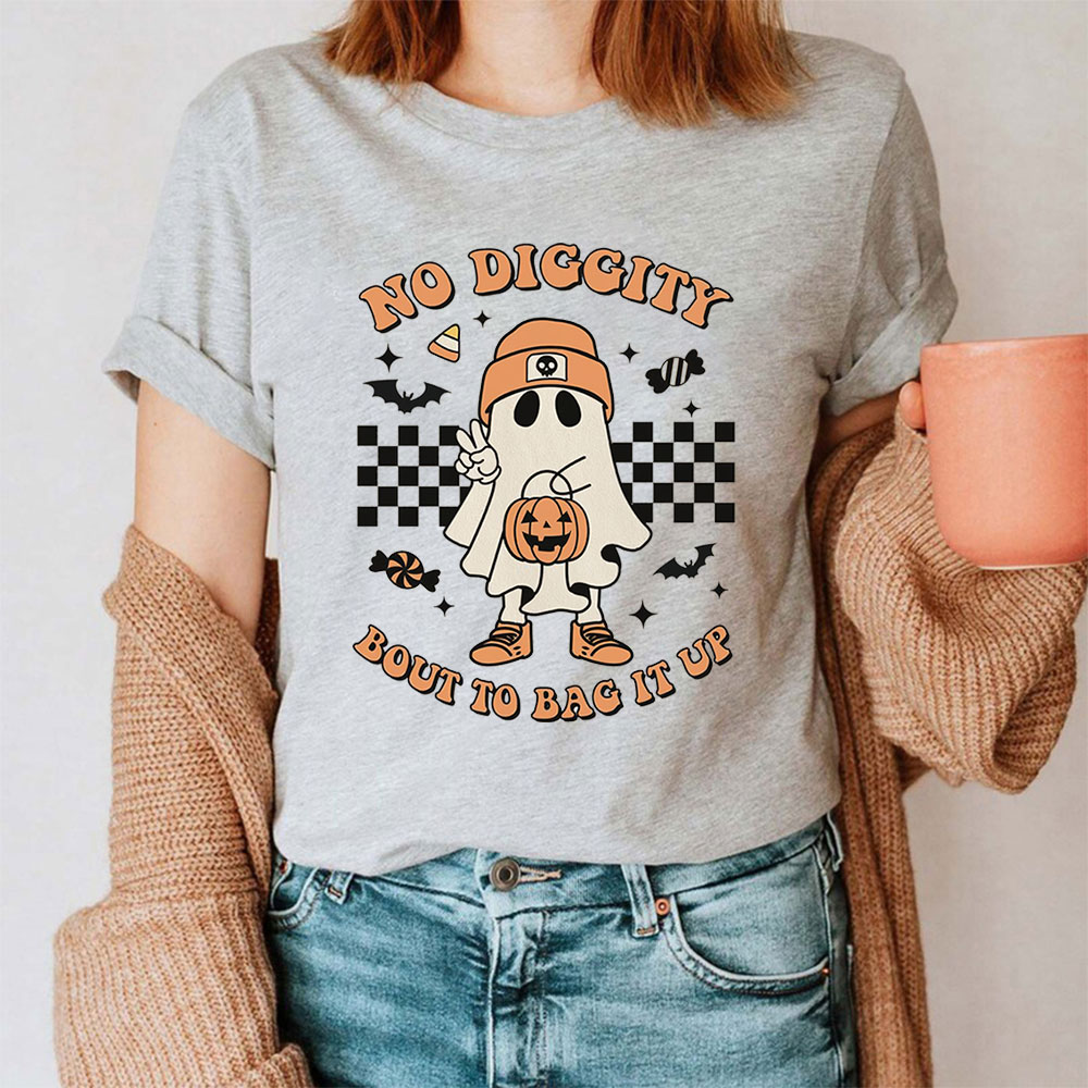 Funny Retro Halloween No Diggity Bout To Bag It Up Shirt