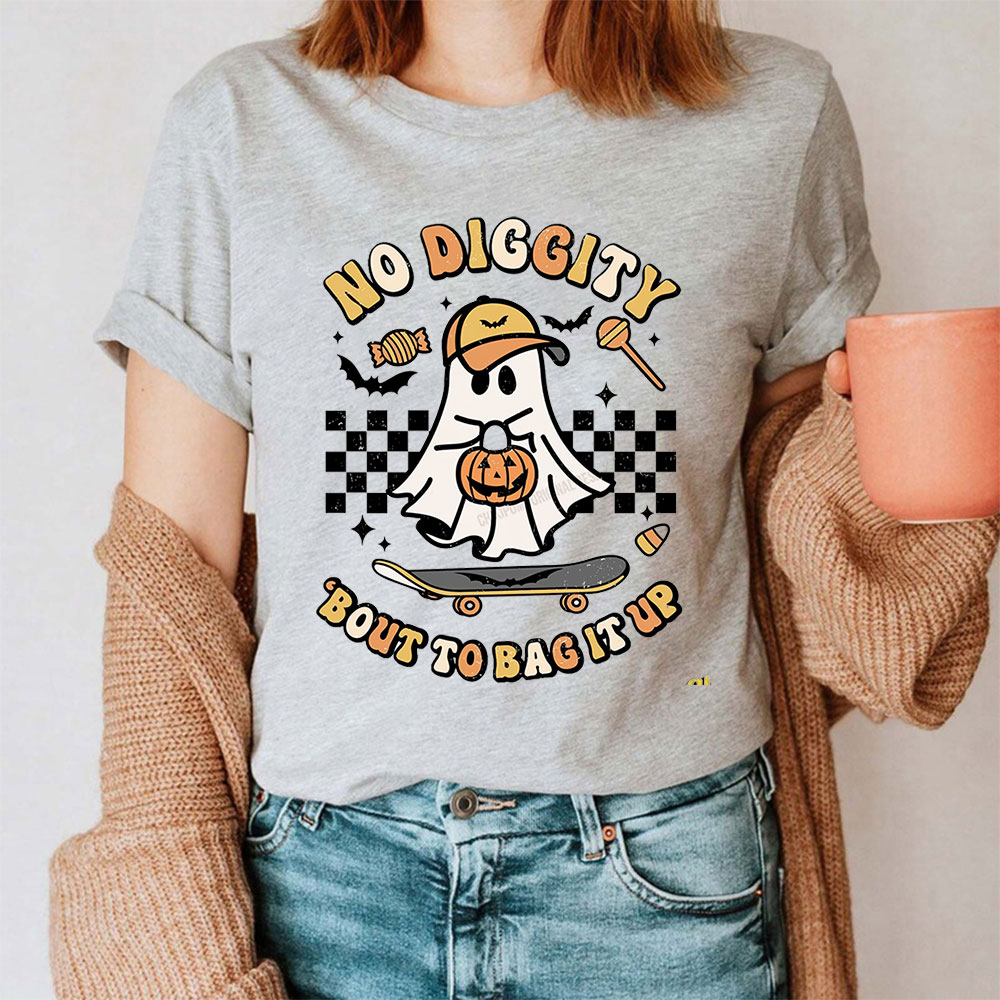 No Diggity Bout To Bag It Up Groovy Ghost Shirt