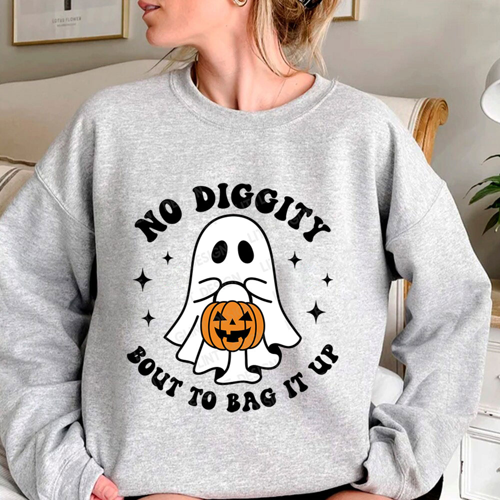 No Diggity Bout To Bag It Up Cute Ghost Sweatshirt