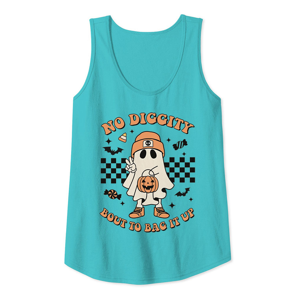 Funny Retro Halloween No Diggity Bout To Bag It Up Tank Top