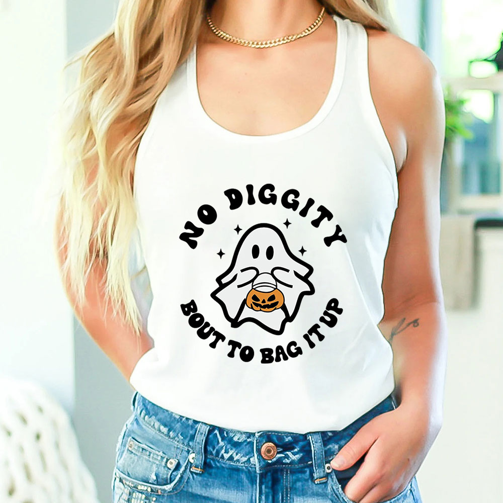 No Diggity Bout To Bag It Up Ghost Halloween Funny Tank Top