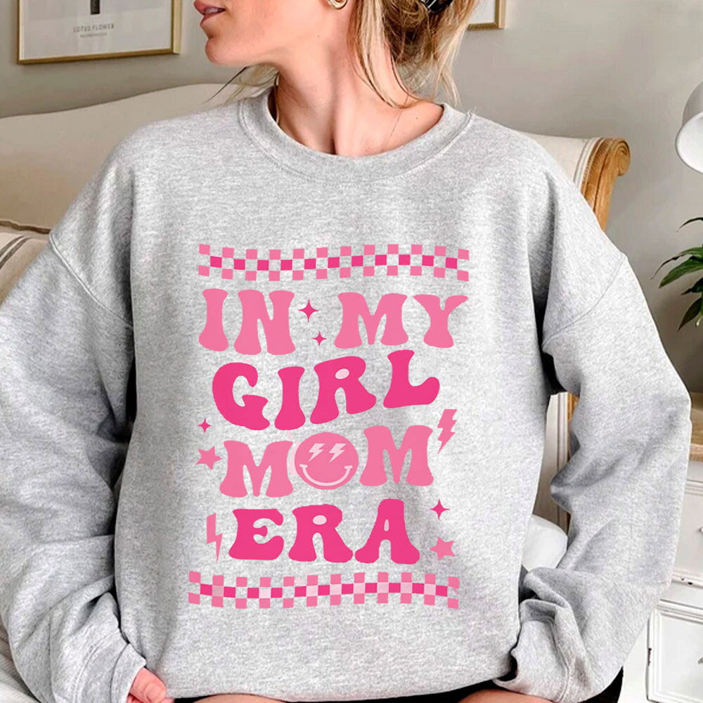 Custom In My Girl Mom Era Sweatshirt Pregnancy Reveal Gift