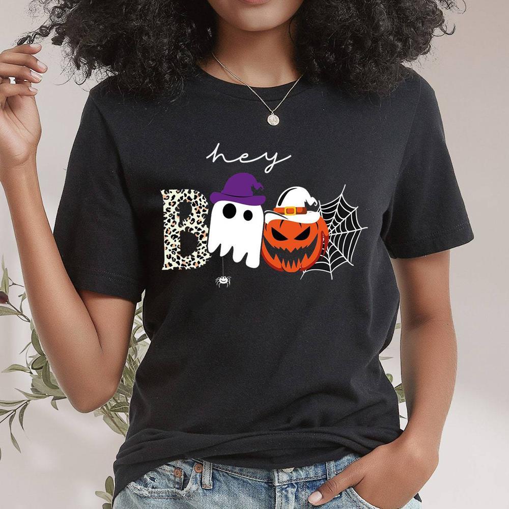 Cute Hey Boo Halloween Shirt For Women