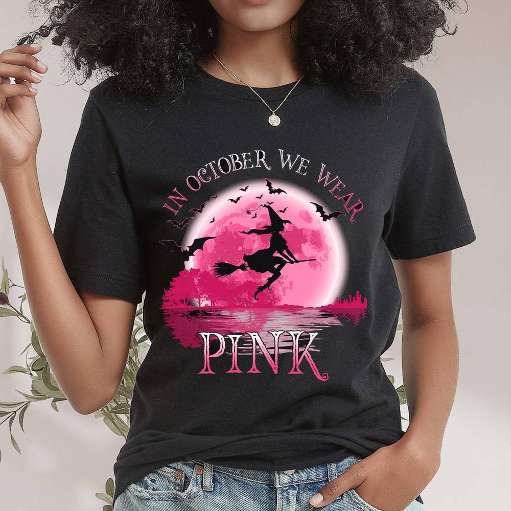 In October We Wear Pink Shirt Gift For Him, Breast Cancer Tee Tops Neutral Crewneck