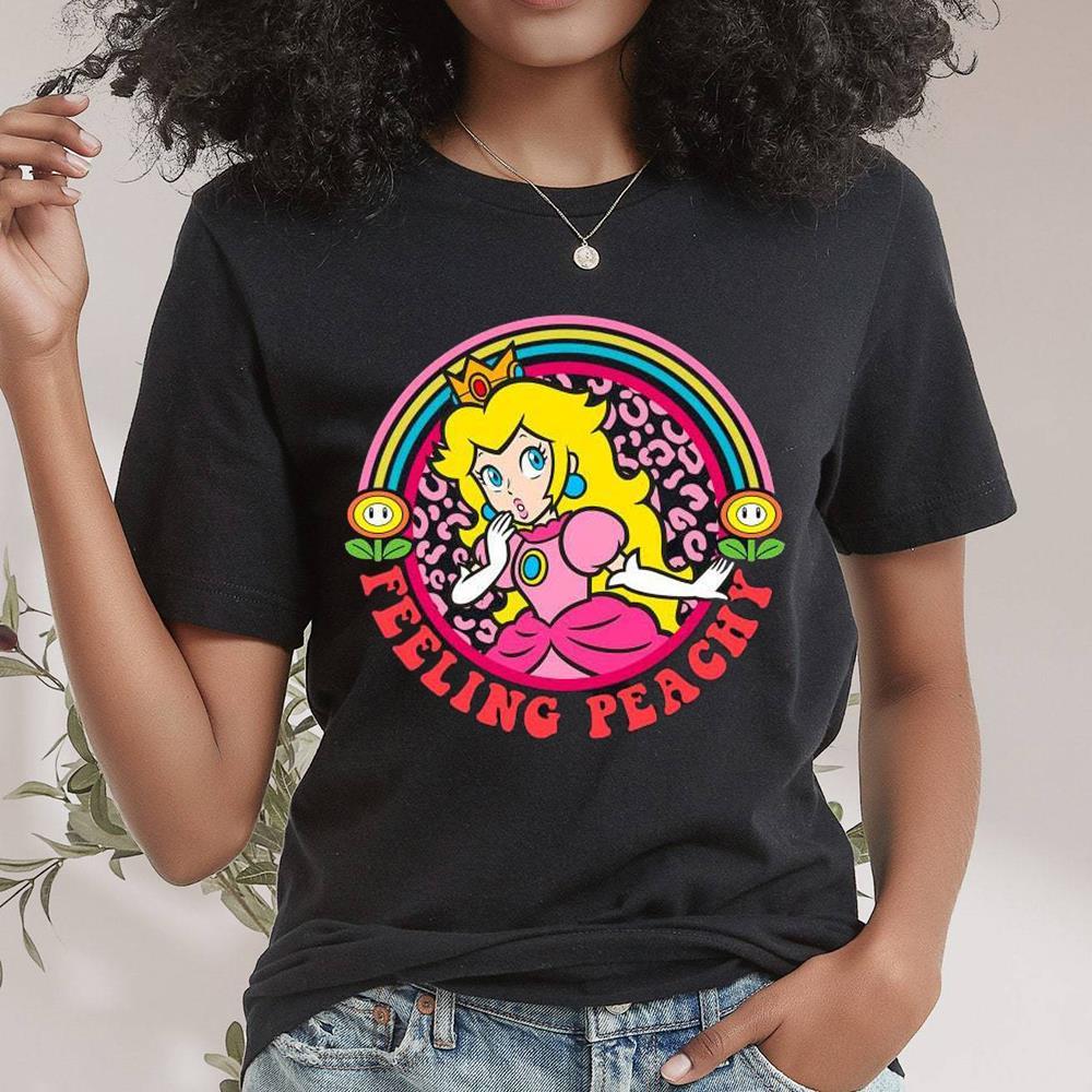 Feeling Peachy Shirt For Mario Princess Girls, Super Games T-Shirt Short Sleeve