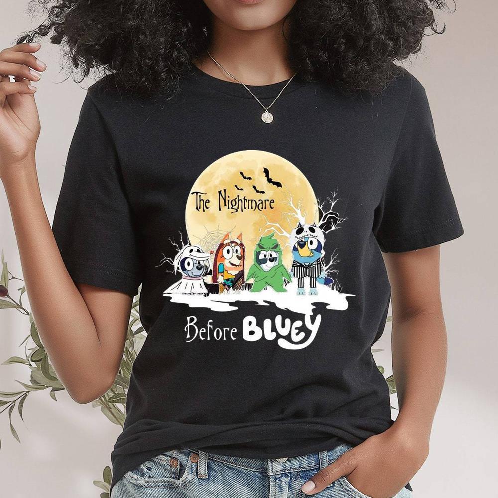 The Nightmare Before Bluey Shirt From Bluey And Friends, Halloween Party Hoodie Long Sleeve