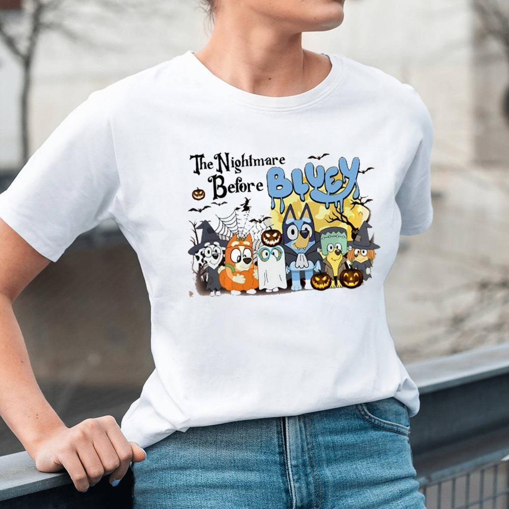 Trick Or Treat The Nightmare Before Bluey Shirt, Halloween Party Crewneck Long Sleeve