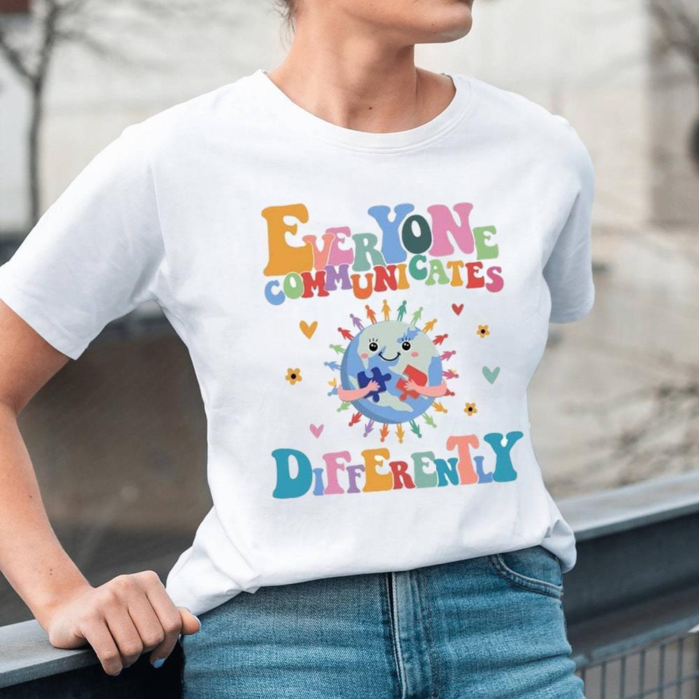 Autism Month Everyone Communicate Differently Shirt, Awareness Day T Shirt Tank Top