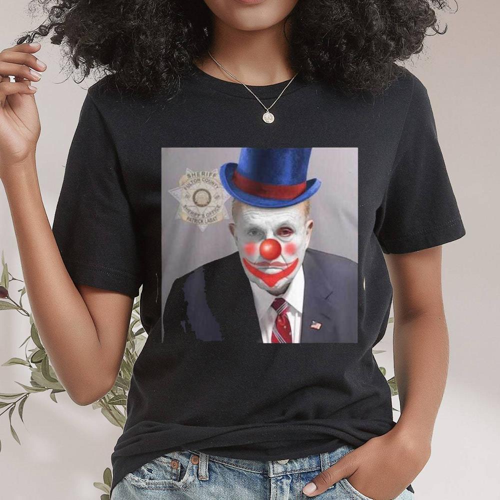 Clown Bozo Rudy Giuliani Mugshot Shirt, Rudy Giuliani Crewneck Short Sleeve