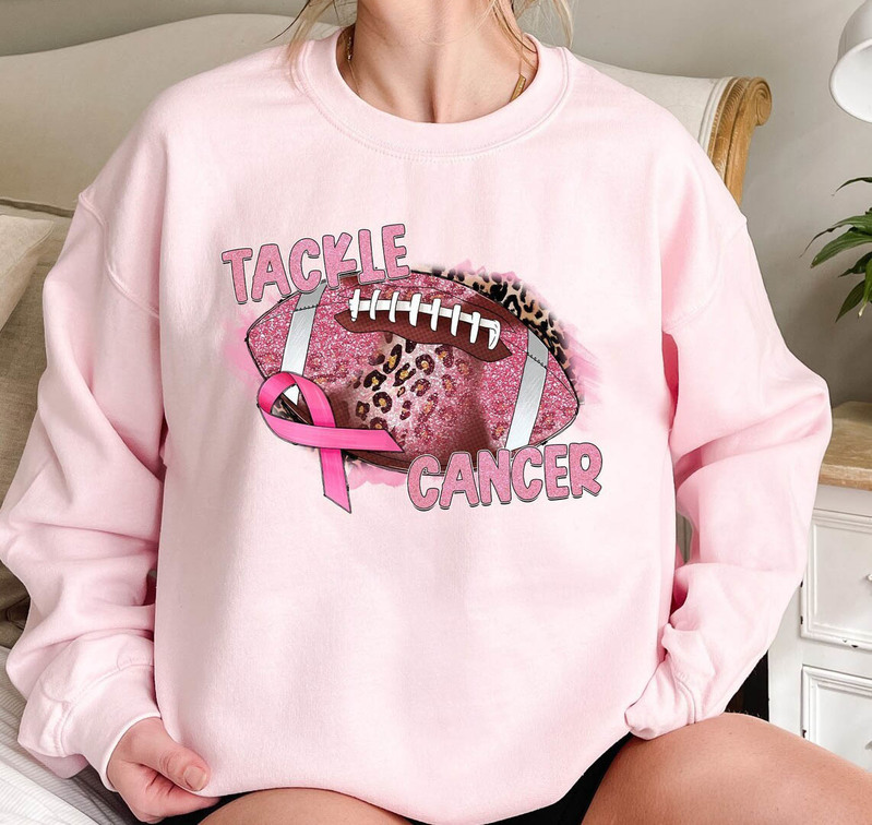 Tackle Breast Cancer Shirt, Football Unisex Hoodie Crewneck
