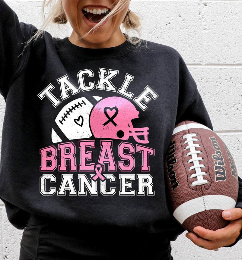 Tackle Breast Cancer Football Shirt, Designs With Pink Sweatshirt Unisex Hoodie