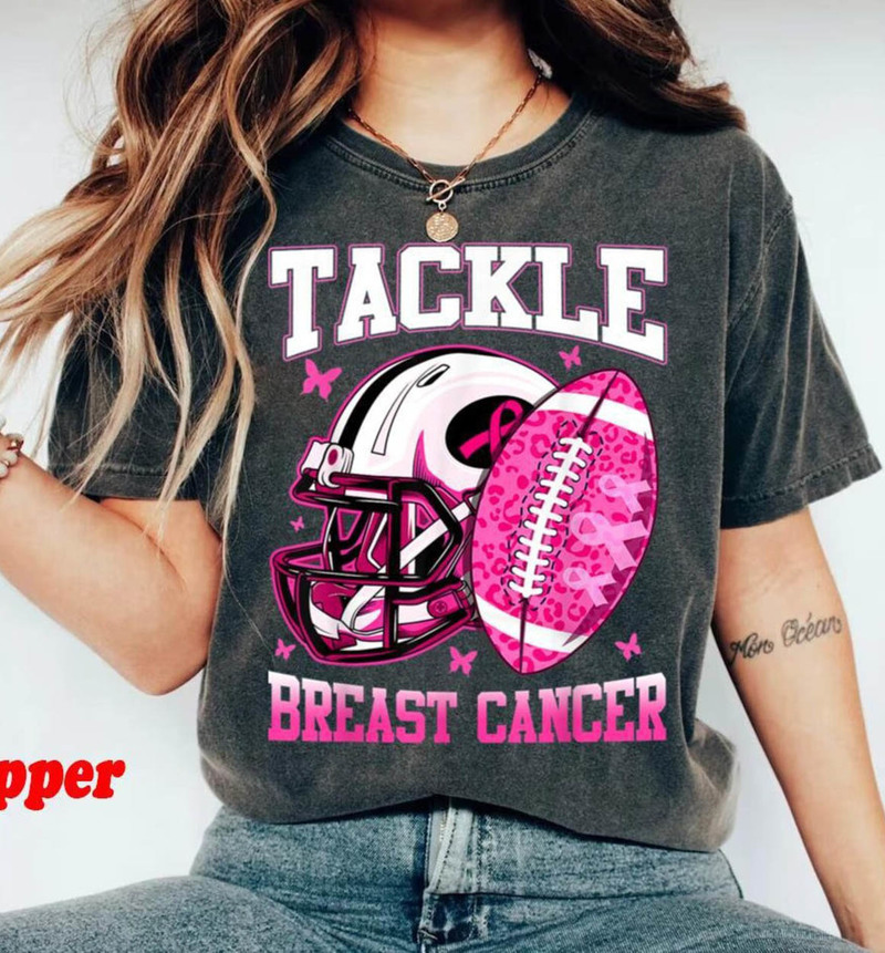 Tackle Breast Cancer Comfort Shirt, Breast Cancer Football Unisex Hoodie Tee Tops