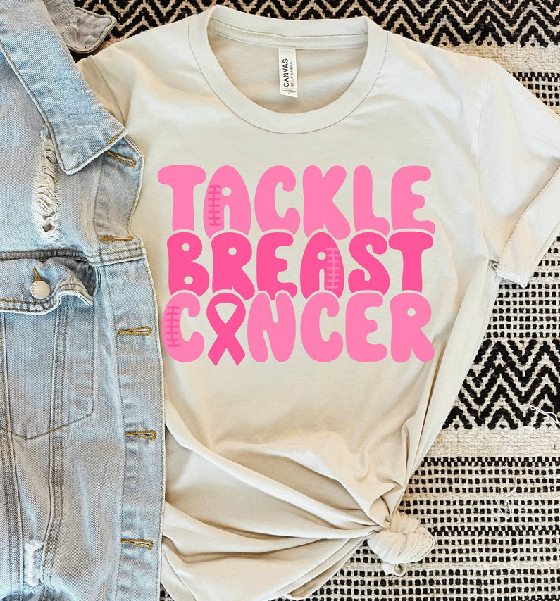 Tackle Breast Cancer Shirt, Cancer Awareness Tee Tops Unisex Hoodie
