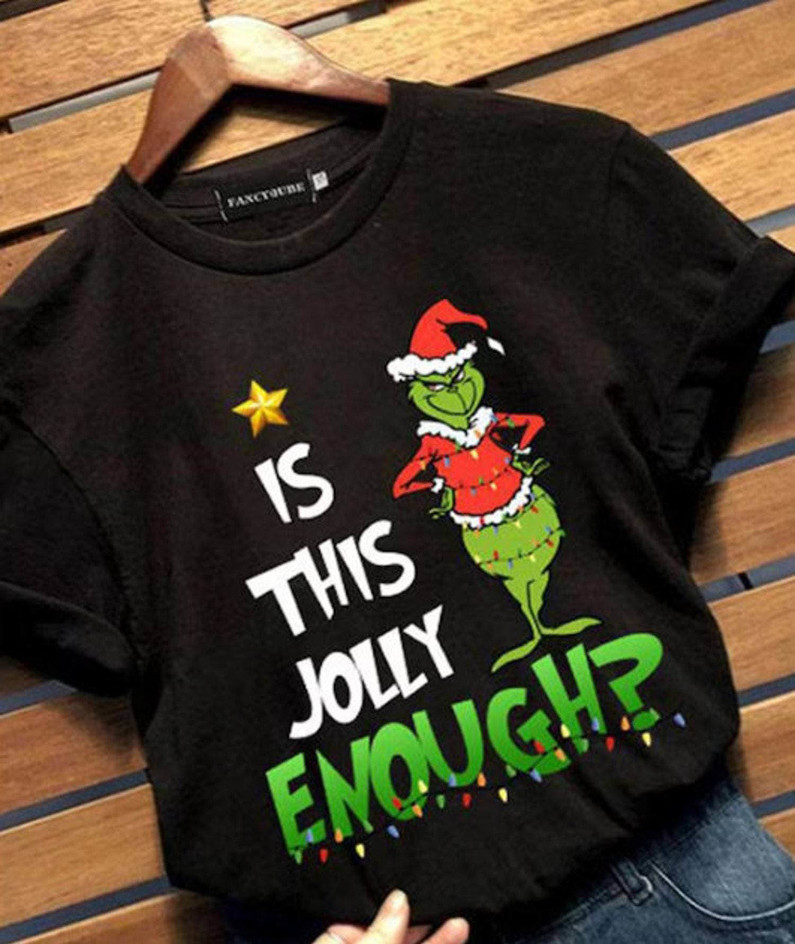 Is This Jolly Enough Christmas Shirt, Christmas Tree Unisex Hoodie Crewneck