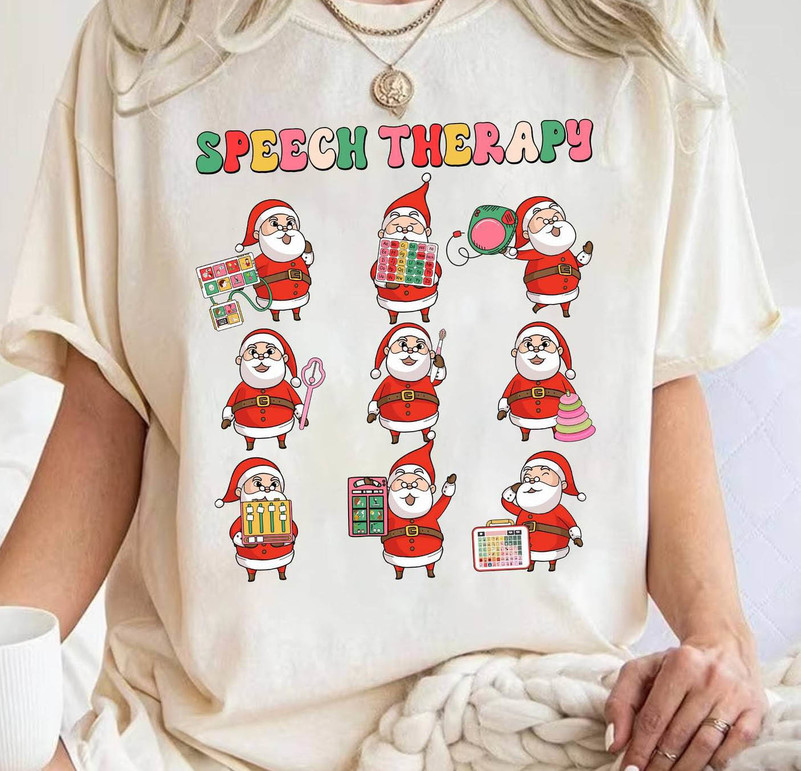 Speech Therapy Christmas Shirt, Just Right Slp Xmas Tee Tops Long Sleeve