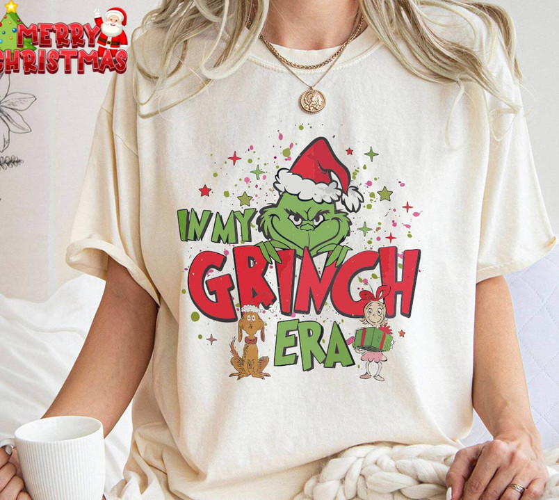 In My Grinch Era Shirt, Merry Christmas Short Sleeve Sweatshirt