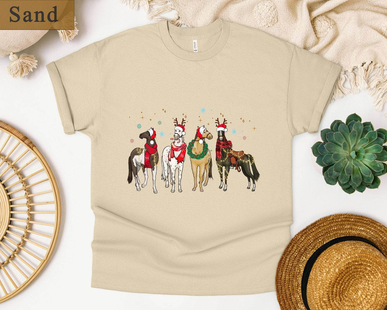 Christmas Horse Shirt, Farm Animal Short Sleeve Tee Tops