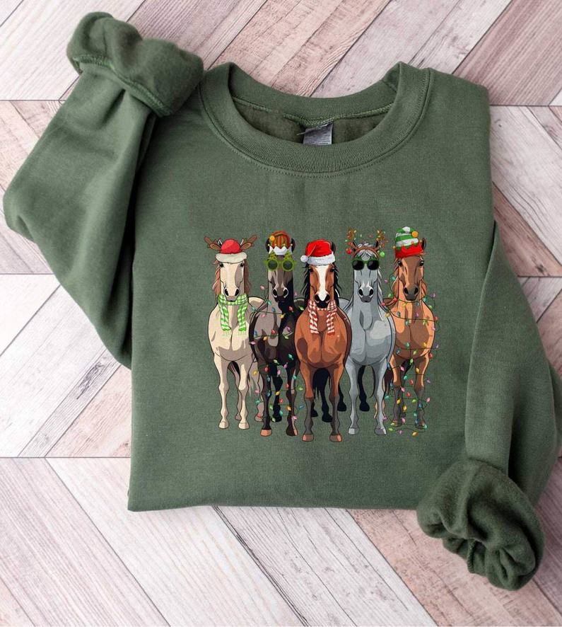 Christmas Horse Shirt, Funny Christmas Tee Tops Short Sleeve