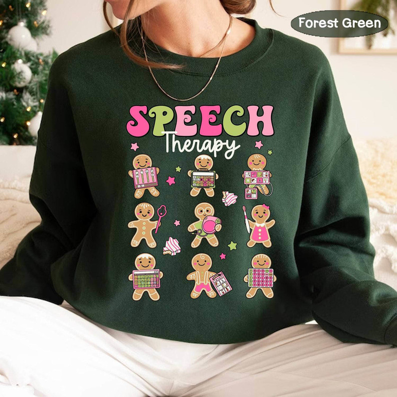 Speech Therapy Shirt, Christmas Trendy Short Sleeve Crewneck