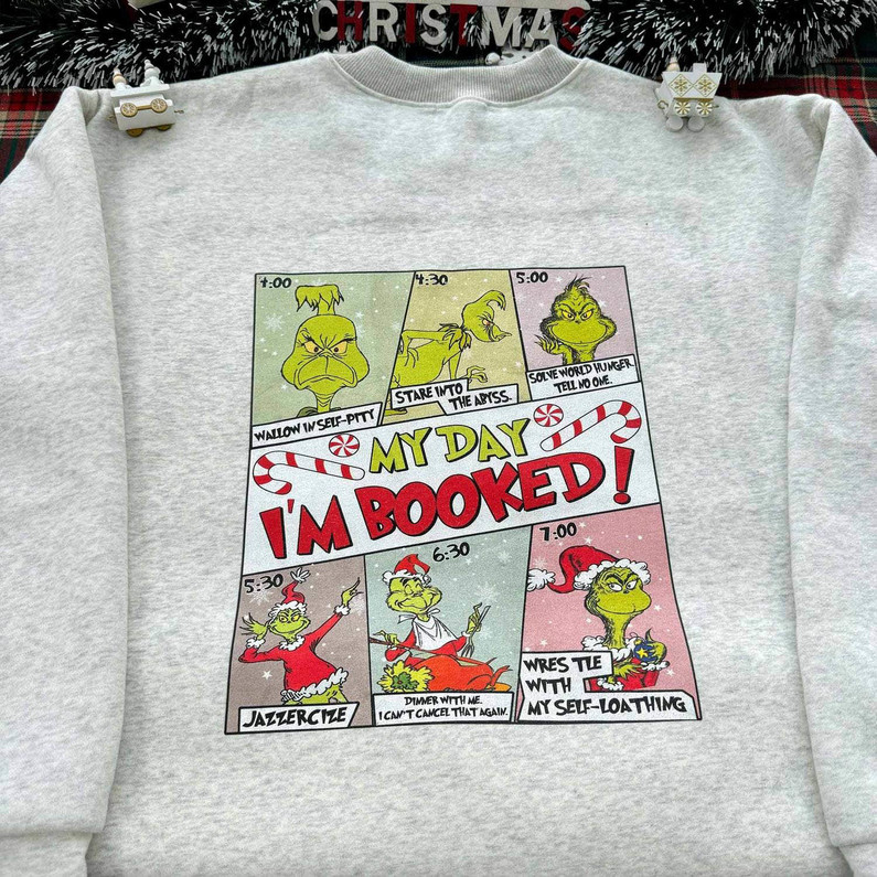 Vintage My Day I M Booked Shirt, Grinchmas Short Sleeve Tee Tops
