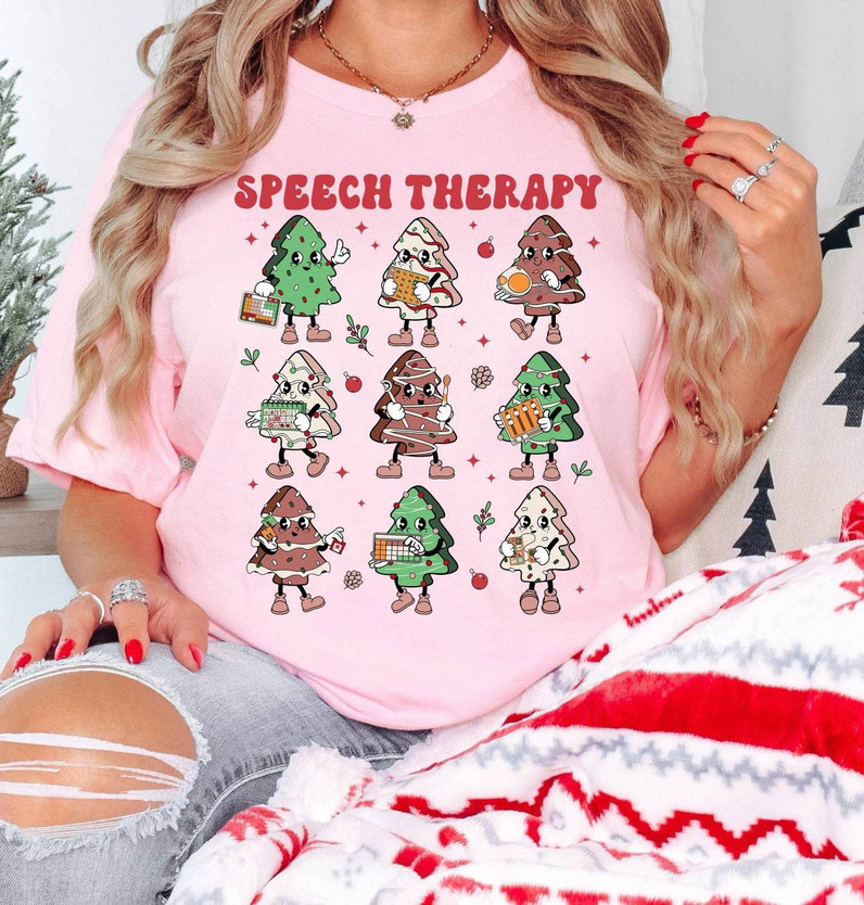 Speech Therapy Christmas Shirt, Christmas Cake Slp Speech Therapy Unisex Hoodie Tee Tops