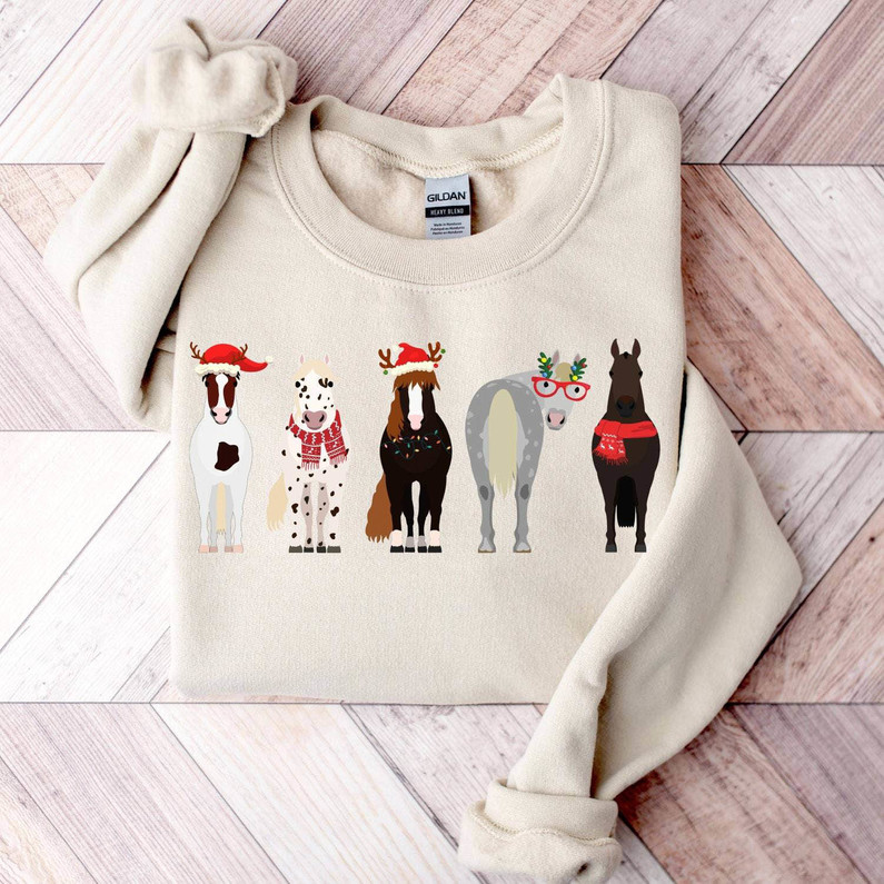 Funny Christmas Horse Shirt,christmas Cute Unisex Hoodie Short Sleeve