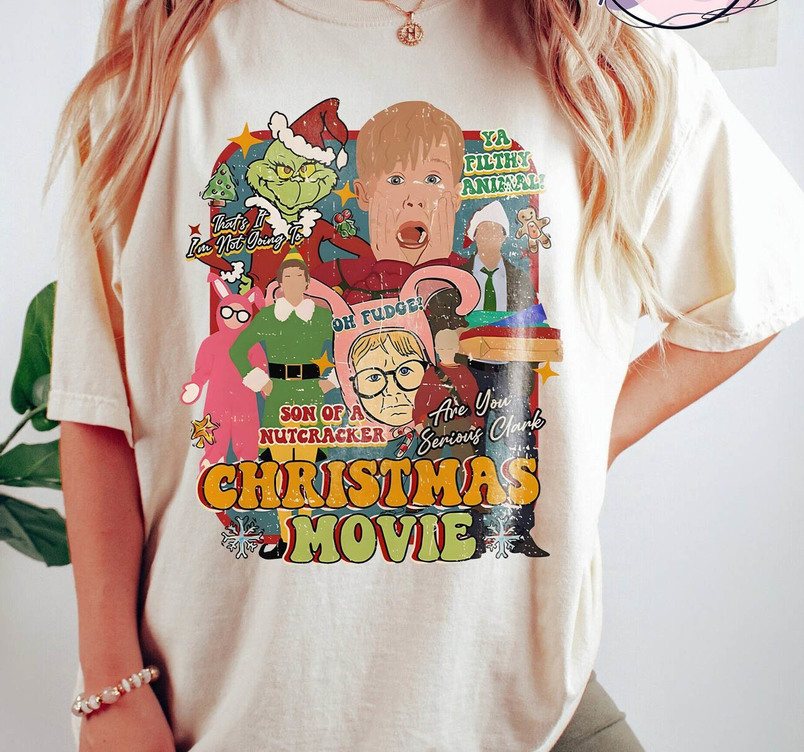 Vintage Christmas Movie Shirt, Christmas Movie All Characters Unisex Hoodie Crewneck