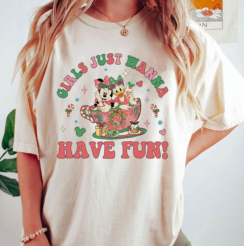 Disney Minnie Daisy Shirt, Girls Just Wanna Have Fun Tee Tops Unisex Hoodie