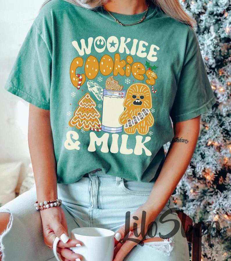 Funny Star Wars Xmas Shirt, Cookies And Milk Gingerbread Long Sleeve Unisex Hoodie