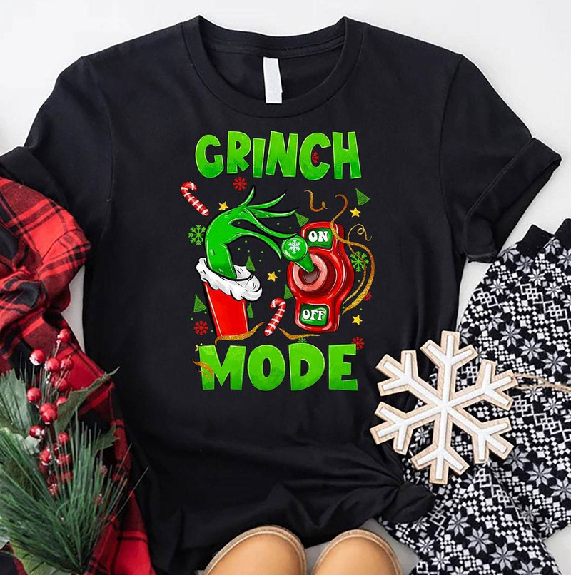 Grinch Mode On Funny Shirt, Grinch Hand Unisex T Shirt Unisex Hoodie