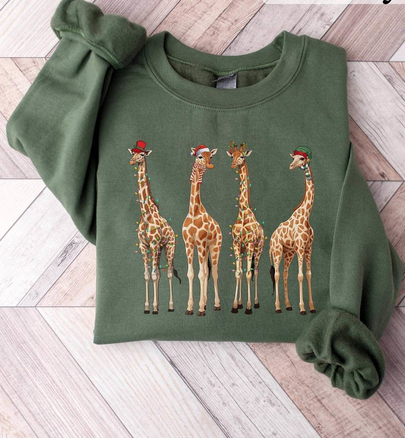 Giraffe Christmas Shirt, Christmas Funny Sweater Long Sleeve