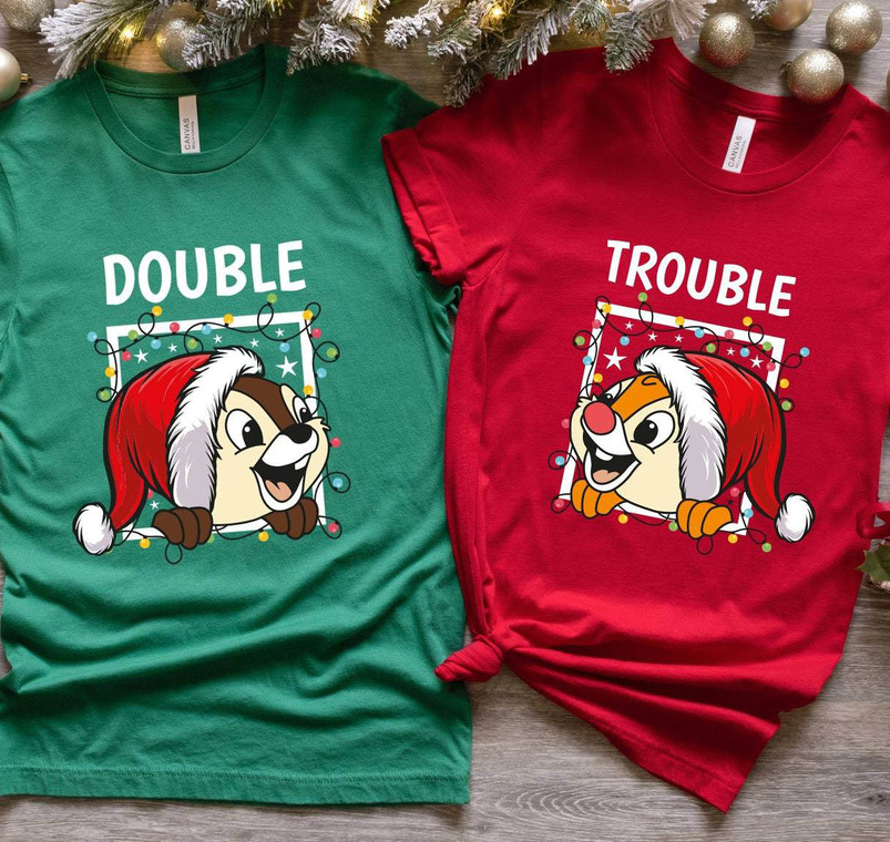 Chip And Dale Christmas Couple Shirt, Disney Family Unisex Hoodie Long Sleeve