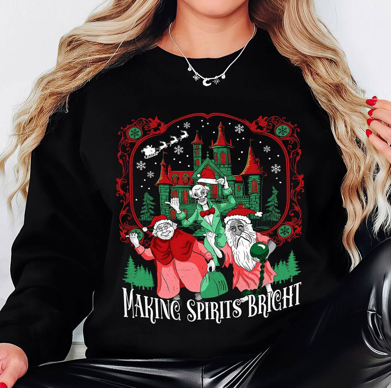 Making Spirits Bright Funny Shirt, Retro Disney Christmas Short Sleeve Crewneck