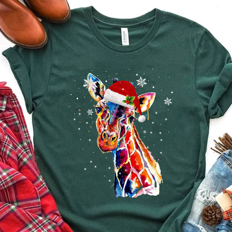 Giraffe Christmas Shirt, Funny Giraffe Christmas Tree Ornament Unisex T Shirt Tee Tops