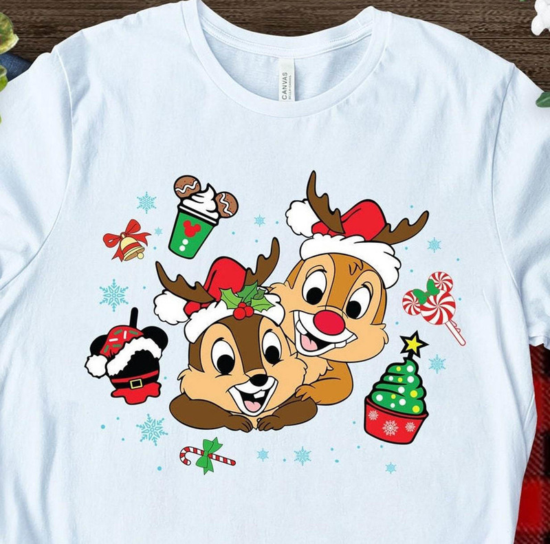 Chip And Dale Christmas Funny Shirt, Christmas Disney Vacation Unisex Hoodie Long Sleeve