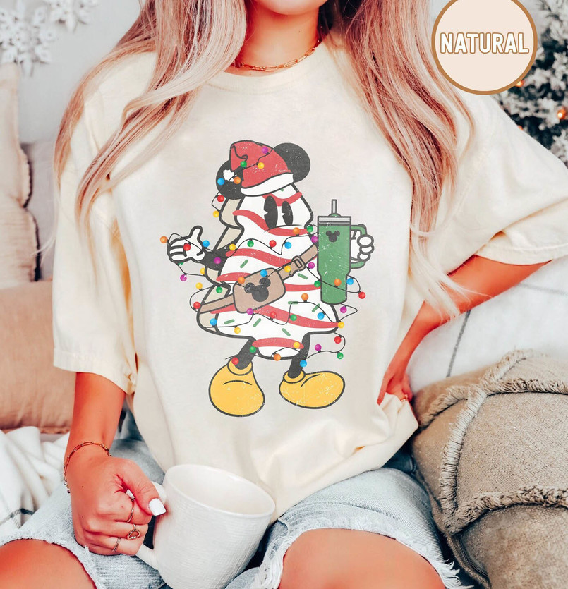 Retro Disney Christmas Tree Cake Shirt, Disney Mickey Xmas Long Sleeve Unisex T Shirt