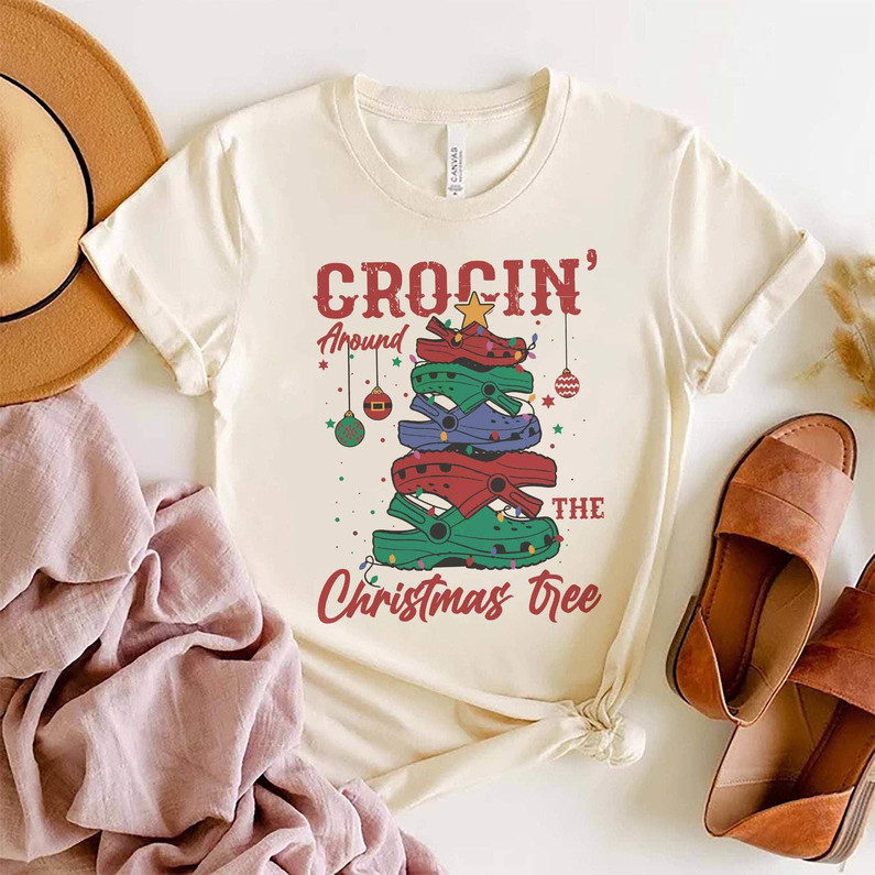 Vintage Crocin Around The Christmas Tree Shirt, Retro Xmas Sweatshirt Unisex Hoodie