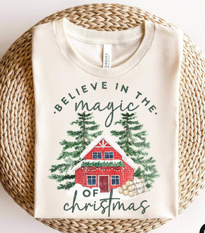 Believe In The Magic Of Christmas Shirt, Santa Claus Christmas Unisex Hoodie Long Sleeve